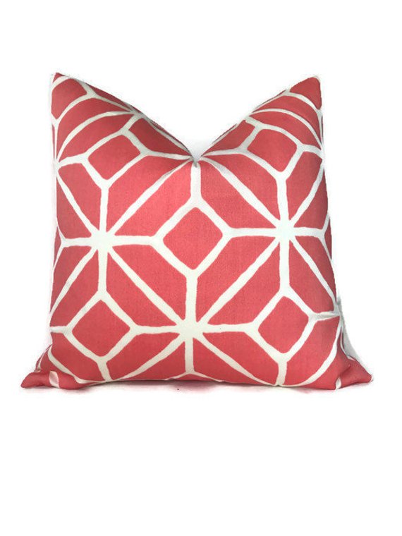 Schumacher Trina Turk Trellis Print Pillow Cover in Watermelon