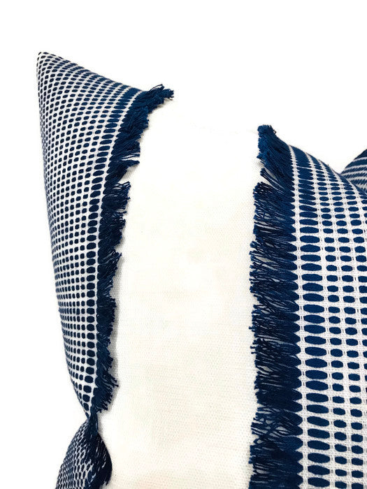 Schumacher Tulum Embroidered Pillow Cover in Blue