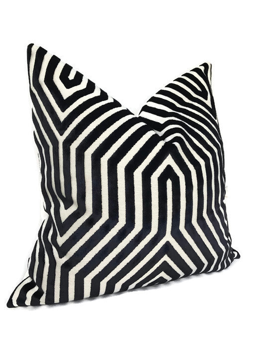 Schumacher Vanderbilt Pillow Cover in Noir Black