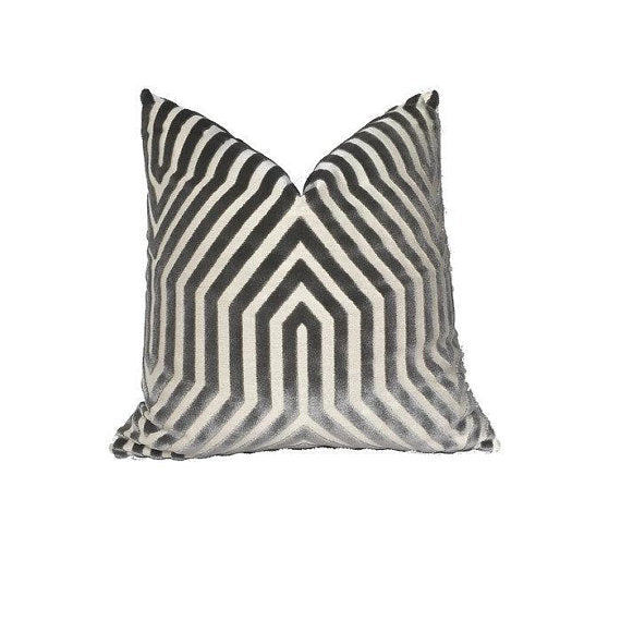 Schumacher Vanderbilt Pillow Cover in Dove Grey