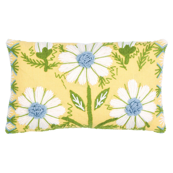 Ready to Ship, 12x16, Schumacher Marguerite Embroidery Pillow Cover in Buttercup Yellow