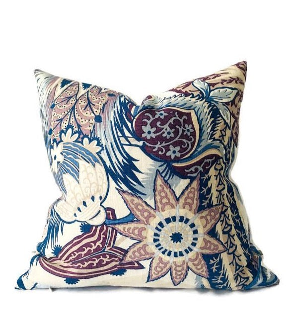 Ready to Ship, 16x16 Zanzibar Linen Print Pillow Cover in Hyacinth