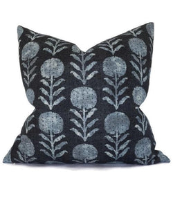 Clay McLaurin Zinnia Pillow Cover in Indigo Blue